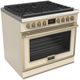 Fulgor Milano® Evoque 400 Series 36” Matte Ivory Pro Style Dual Fuel Range with Brushed Brass Trim-0