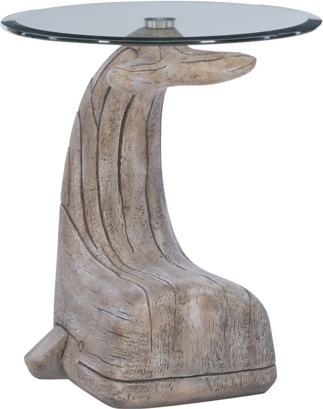 Powell® Wally The Whale Glass Top Side Table with Driftwood Base-0