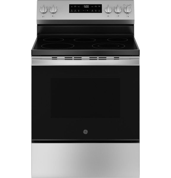 GE® 500 Series 30" Stainless Steel Freestanding Electric Range with Crisp Mode-0