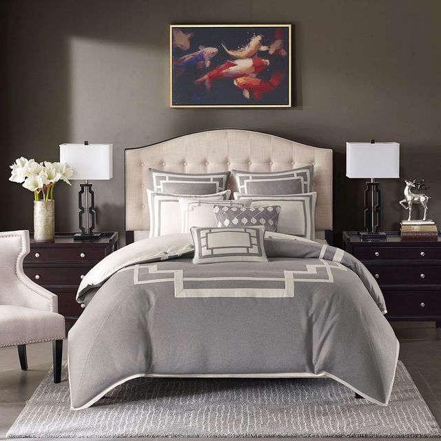 Olliix by Madison Park Signature Grey Queen Savoy Comforter Set-0