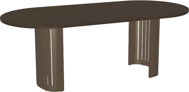 Amisco Customizable Rachel White Oak Oval Dining Table Top with Metal Base-2