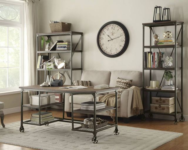 Homelegance® Millwood Weathered Natural Writing Desk with Rustic Black Legs-1