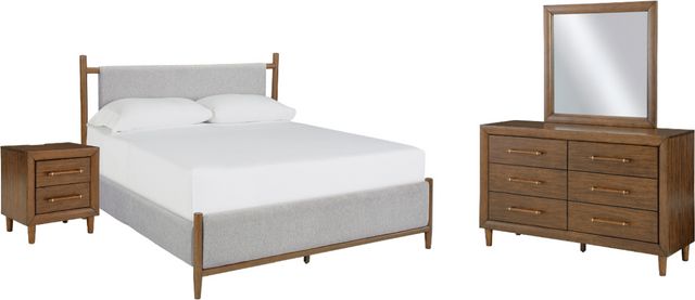 Lyncott 6 Piece Queen Upholstered Bedroom - Brown Lyncott 6 Piece Queen Upholstered Bedroom - Brown