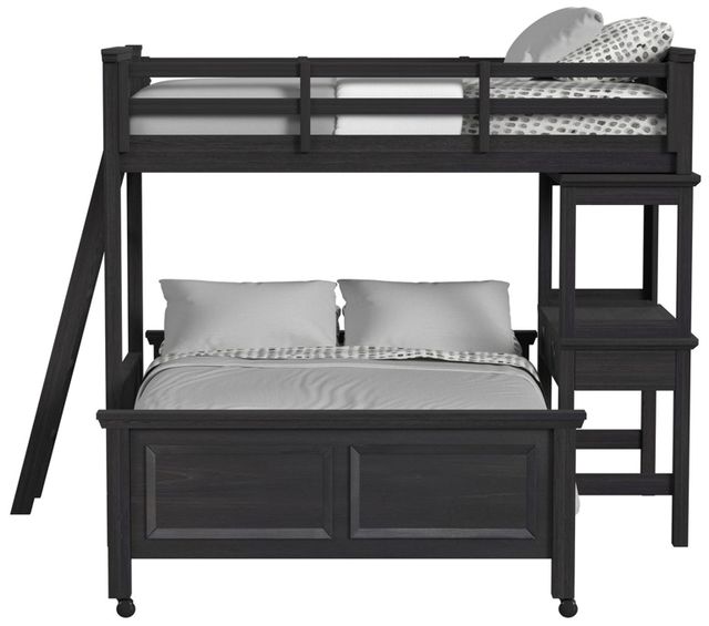 Elements International Hampton Kids Charcoal Twin/Full Youth Loft Bed with Ladder and Desk-2