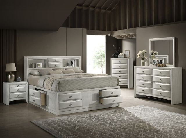 Crown Mark Emily White King Bookcase Bed-1