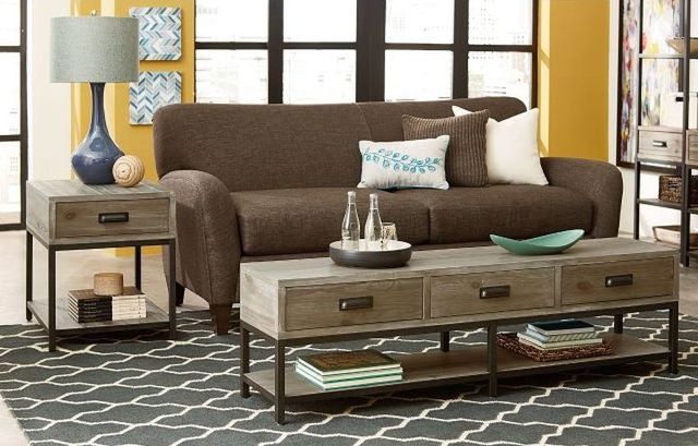 Hammary® Parsons Sandalwood Bench Cocktail Table with Black Base-1