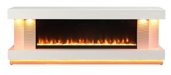 Furniture of America® Peseux White 71" TV Stand with Electric Fire Place-0