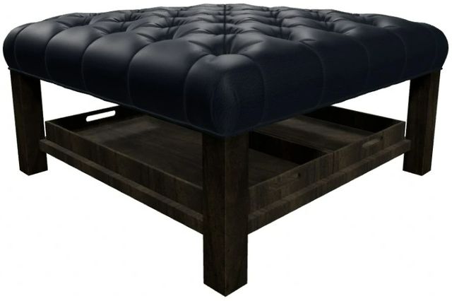 Craftmaster® Customizable CM Leather Tufted Cocktail Ottoman-1
