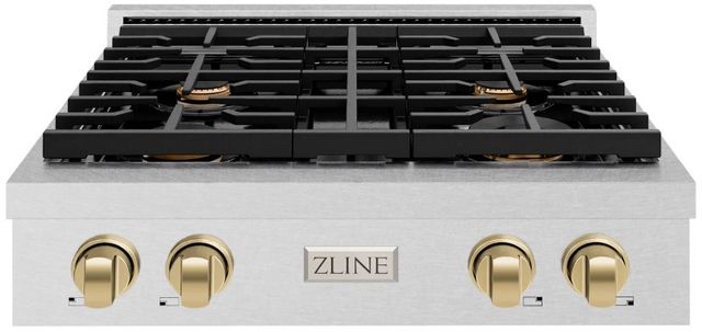 ZLINE Paramount Autograph Edition 30" Satin Stainless Steel Gas Cooktop with Champagne Bronze Accents-0