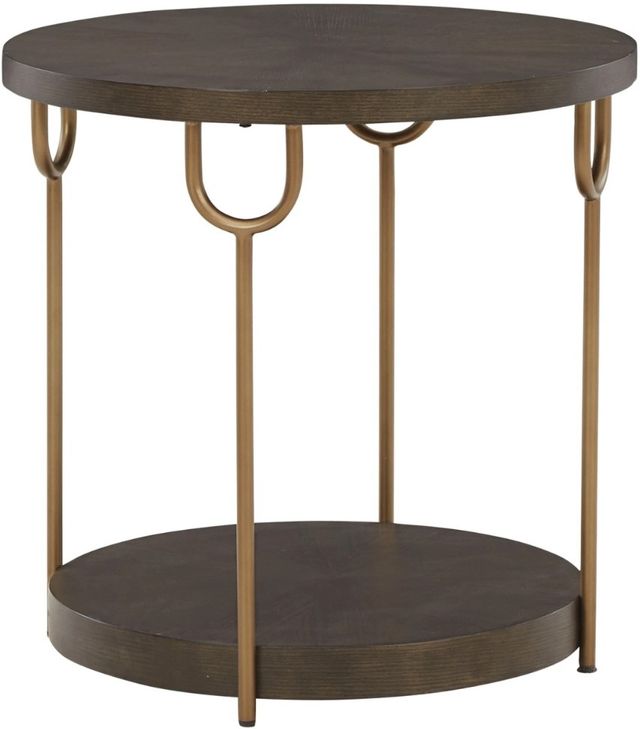 Clearance Signature Design by Ashley® Brazburn Dark Brown End Table with Metal Gold Legs-0