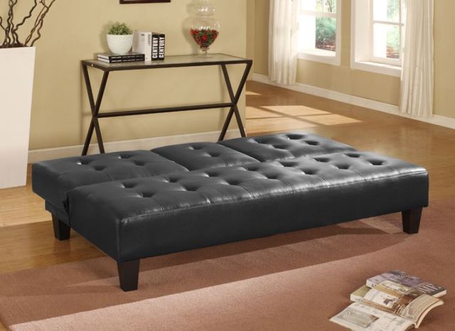 Milton Greens Stars Black Polyurethane Futon with Cup Holder-3