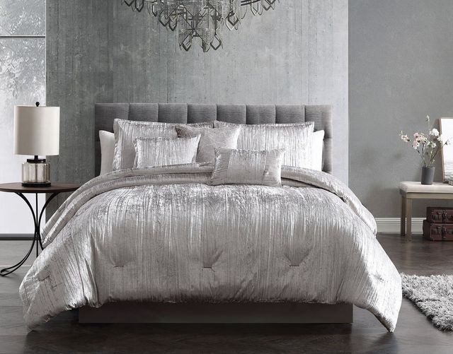 Hallmart Collectibles Taos 7-Piece Silver King Velvet Comforter Set-0
