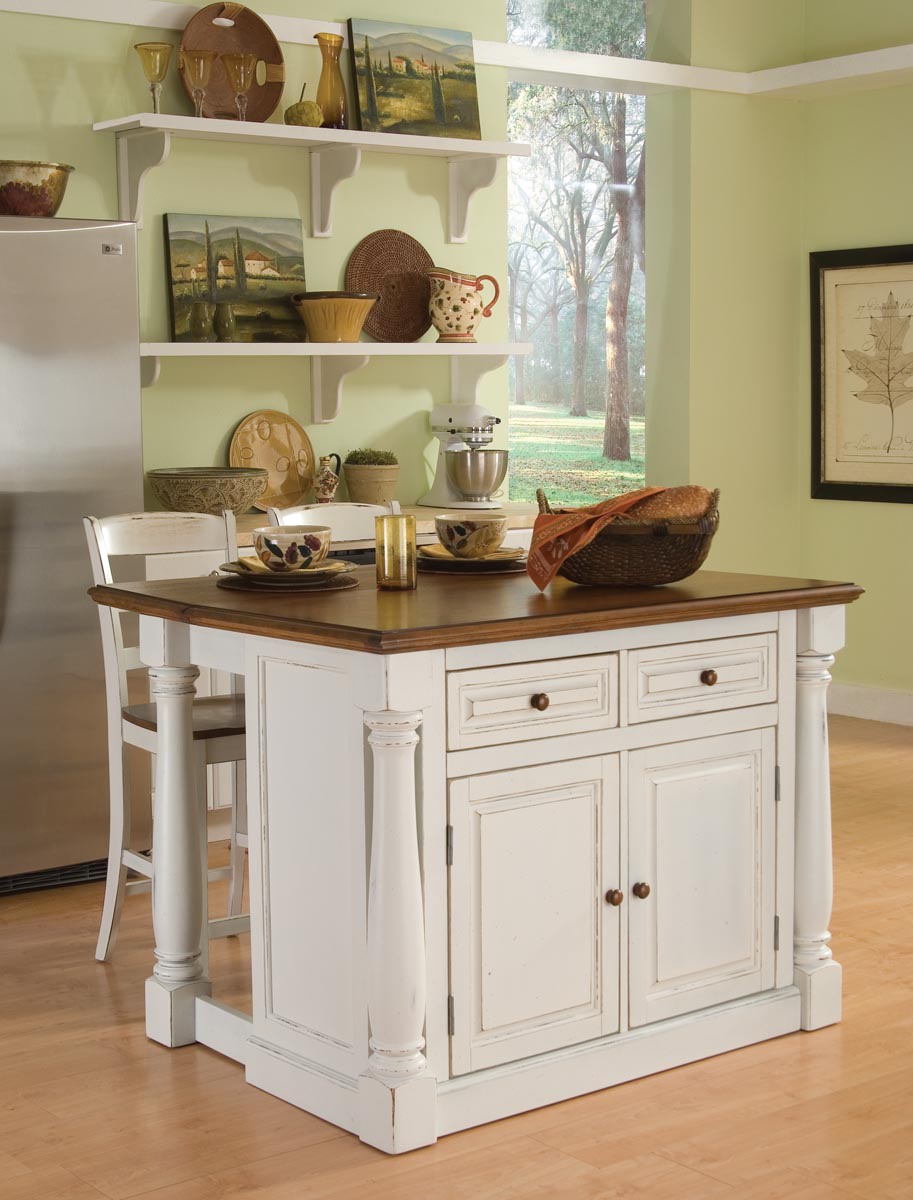 homestyles Monarch 3-Piece Off-White Kitchen Island Set