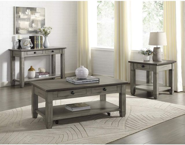 Mazin Furniture Granby Antique Gray End Table with Coffee Top -3