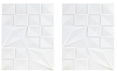 Olliix by Madison Park Geo Tempo 2 Piece White Carved Wall Panel Set-0