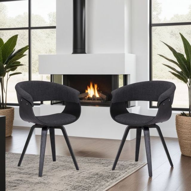 Armen Living Summer Black/Charcoal Dining Arm Chair-1