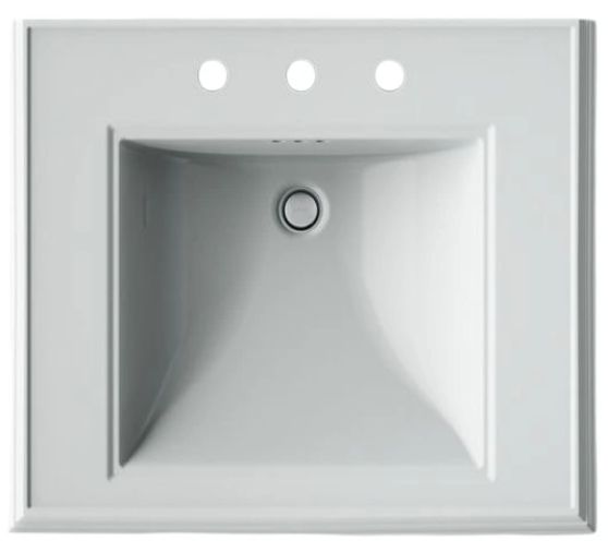 Kohler Memoirs® Classic Ice Grey 27.25" Rectangular Pedestal Bathroom Sink Widespread Faucet Holes-4
