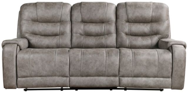 Homelegance® Oberon Grayish Brown Double Manual Reclining Sofa-2