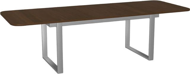 Amisco Customizable Burton 108" Rectangular Extendable Table with 1" Walnut Veneer Top, Radius Corners and 1 Leaf-1