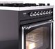 Ilve® Nostalgie II Noblesse 30" Glossy Black Pro Style Dual Fuel Range with Chrome Trim-4