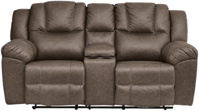 Signature Design by Ashley® Lowilla Driftwood Manual Reclining Loveseat with Console-2