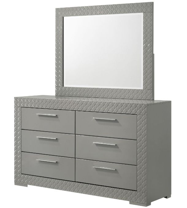 Coaster® Ives Gray High Gloss Dresser and Mirror-2