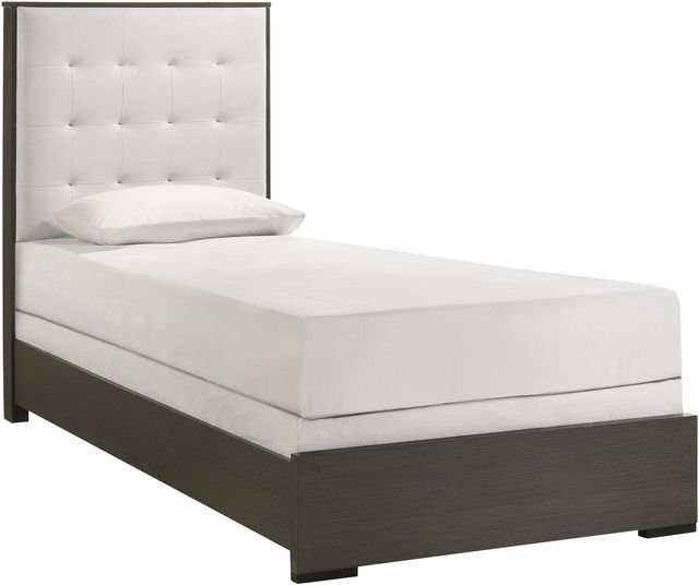 Crown Mark Sharpe Gray Twin Upholstered Panel Bed-0