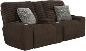 Catnapper Zen Chocolate Power Reclining Loveseat with Console
