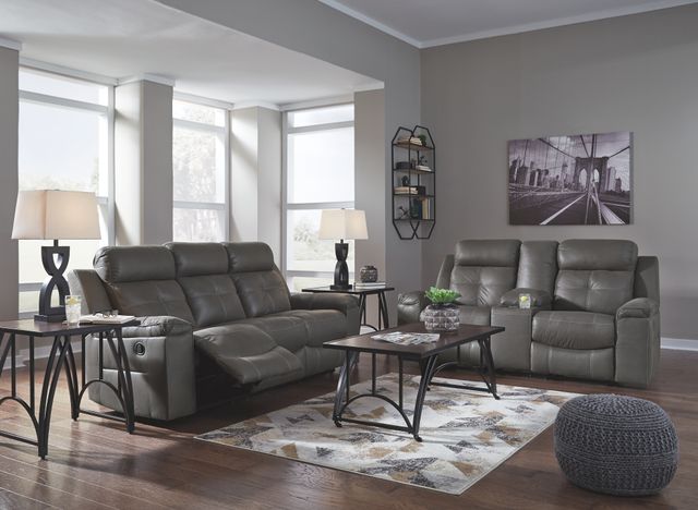 Signature Design by Ashley® Jesolo Dark Gray Manual Reclining Sofa-4
