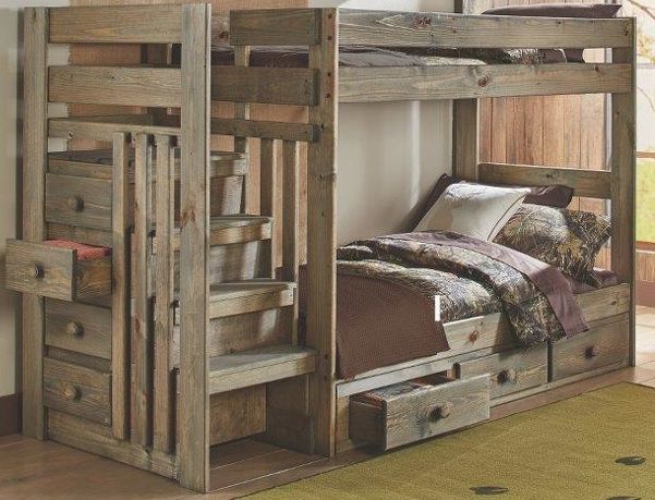 Simply Bunk Beds Mossy Oak 3-Piece Twin/Twin Stair Bunk Bed Set-1