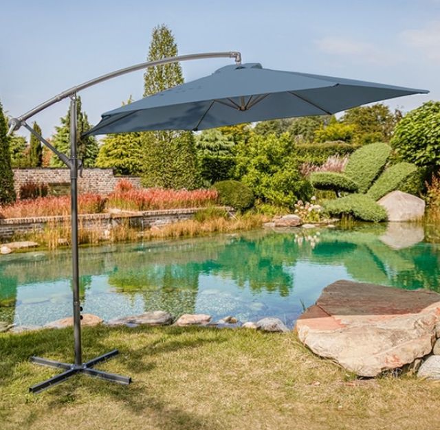 Furniture of America® Glam Light Sapphire Polyester/Steel Outdoor Cantilever Umbrella with LED-1