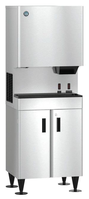 Hoshizaki OptiServe™ 26" 618 lb. Stainless Steel Air-Cooled Icemaker and Touchless Water Dispenser with Built In Storage Bin -1