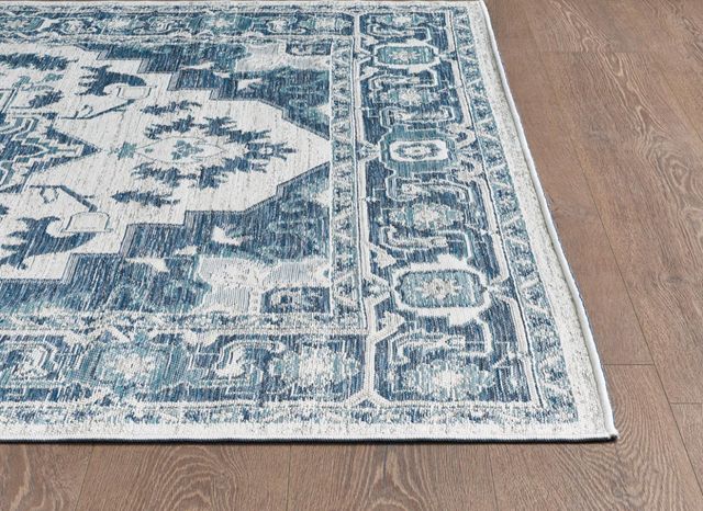 KAS Rugs Dahlia Ivory/Blue Medallion 5'x7' Area Rug-4