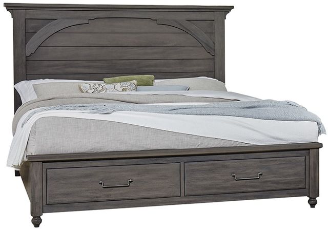 Vaughan-Bassett Vista Grey Queen Mansion Storage Bed 