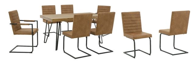 Signature Design by Ashley® Strumford 9-Piece Light Brown/Black Dining Table Set-0