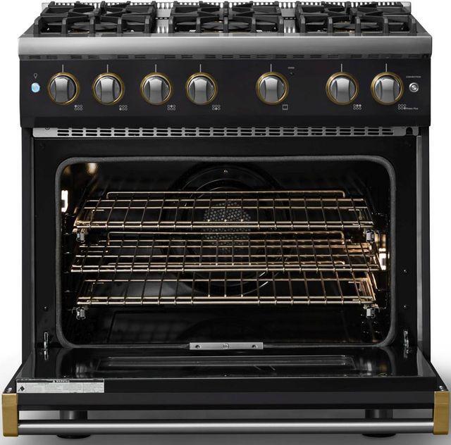 Viking® 5 Series 36" Onyx Pro Style Gas (LP) Range with Brushed Brass Trim-1