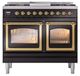 Ilve® Nostalgie II Noblesse 40'' Glossy Black Pro Style Dual Fuel Range with Brass Trim-1