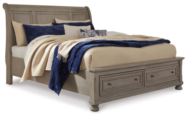 Signature Design by Ashley® Lettner 3-Piece Light Gray King Storage Sleigh Bed Set-1