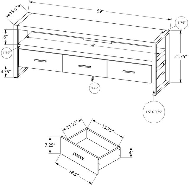 Monarch Specialties Inc. Brown Reclaimed Wood 60" TV Stand-3