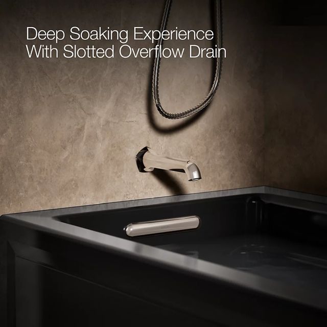 KOHLER® Archer® Black 66" x 32" Alcove Heated BubbleMassage™ Air Bath-4