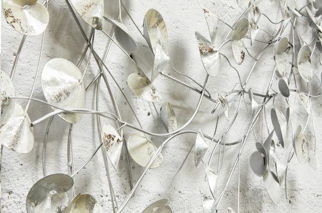 Moe's Home Collection Aurella 2-Piece Metallic Silver Leaves Wall Decor Set-3