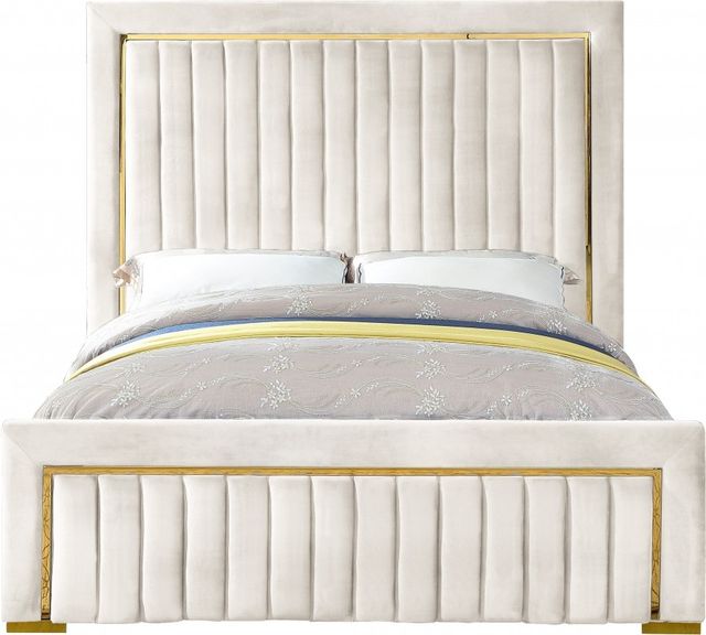 Meridian Furniture Dolce Cream Queen Upholstered Panel Bed-1