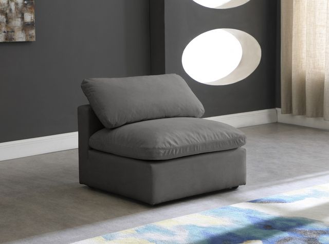 Meridian Furniture Plush Grey Velvet Standard Cloud Modular Armless Chair-2
