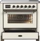 Ilve® Majestic III 36" Antique White Pro Style Induction Range with Triple Glass Door and Burnished Trim-3