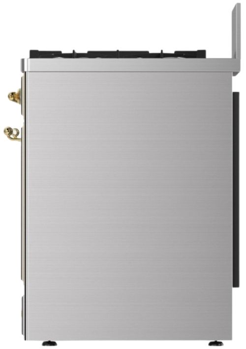 Ilve® Majestic III 30" Stainless Steel Pro Style Dual Fuel Natural Gas Range with 5 Black Brass Burners and Brass Trim-2