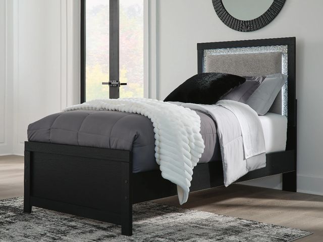 Signature Design by Ashley® Maeling Black Youth Twin Upholstered Panel Bed-1