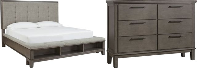Benchcraft® Hallanden 2-Piece Gray King Storage Panel Bed Set-0