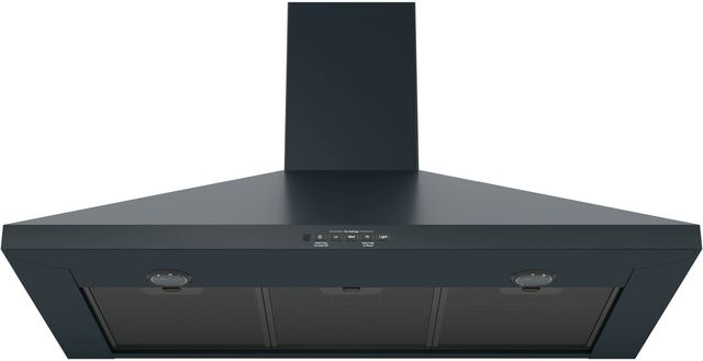 GE® 36" Black Slate Wall-Mount Pyramid Chimney Hood-1