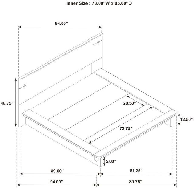 Coaster® Stillwater Weathered Oak California King Platform Panel Bed-2