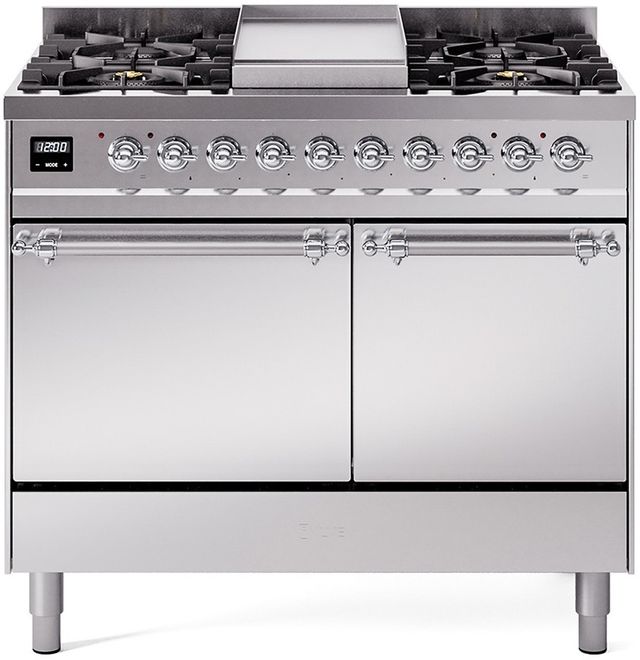 Ilve® Nostalgie II Series 40" Stainless Steel Pro Style Dual Fuel Range-0
